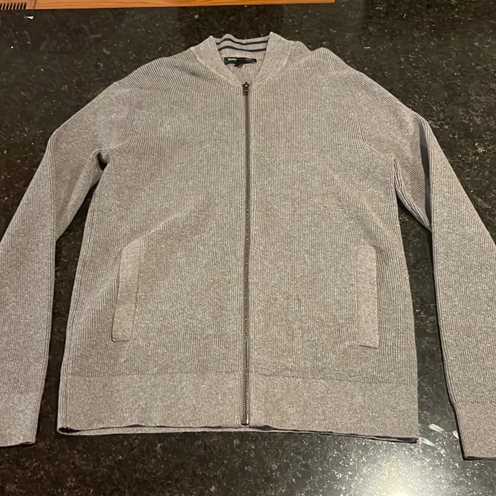 Gray Mens Banana Republic Sweater Zip Up Size Medium